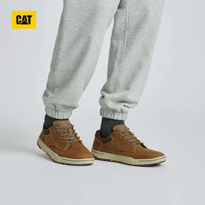 CAT卡特春夏新款男士户外舒适出行百搭牛皮低帮运动休闲鞋