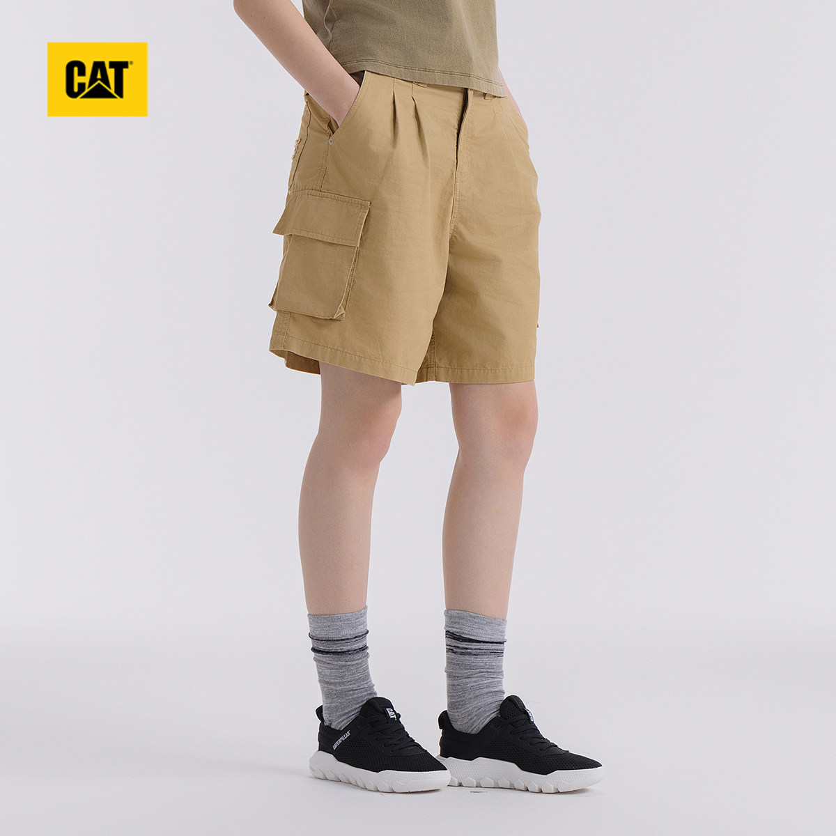 CAT卡特25夏季新品女士户外美式工装风贴袋休闲短裤五分裤,淘宝优惠券,粉丝福利购,淘宝优惠卷