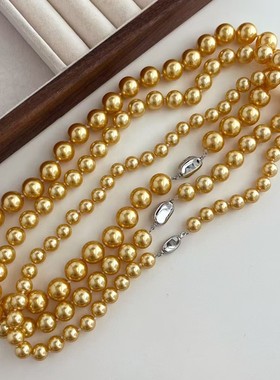 香港壹刻珠宝进口南洋8mm/10mm大贝珠土豪金项链配有专柜礼盒礼袋