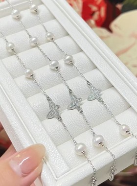 香港 壹刻珠宝蝴蝶手链定制版本6-7MM近圆强光微瑕天然淡水baby珠