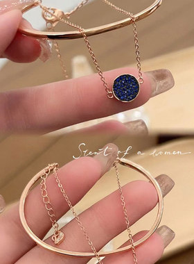 香港购壹刻珠宝纯银s925蓝钻分色网拍手链 约5.2g