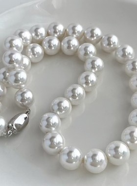 香港壹刻珠宝进口南洋10mm大贝珠极光澳白项链配有专柜的礼盒礼袋