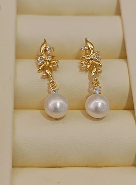 香港壹刻珠宝 天然淡水珍珠阿修罗耳钉