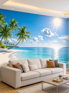 客厅海景画自粘墙贴画风景画