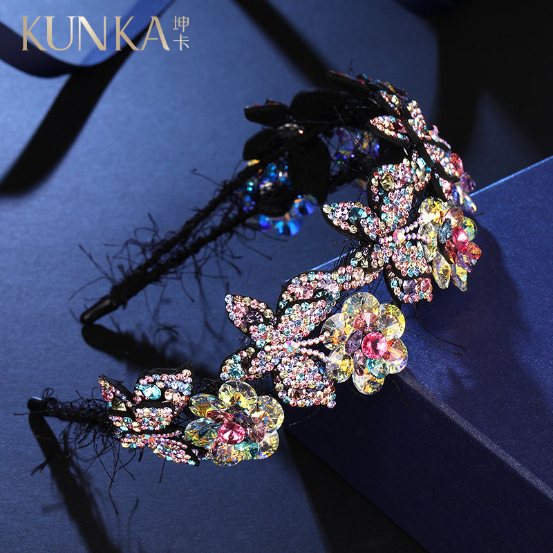 施华奥钻宽边女百搭网红水晶发箍 坤卡发饰