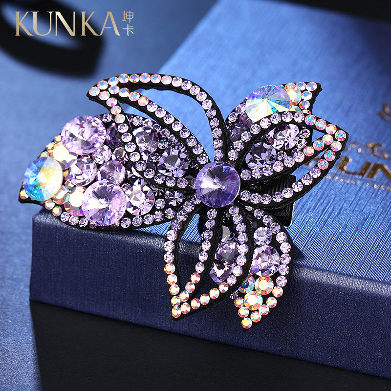 施华奥钻发夹女头饰花朵优雅鸭嘴夹 坤卡发饰