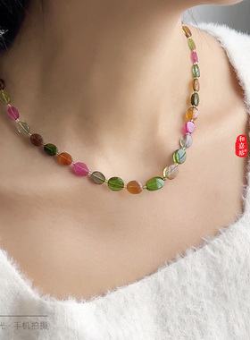 和嘉裕天然蓝碧玺项链原创冰透糖果颈链精品高品质时尚首饰女正品