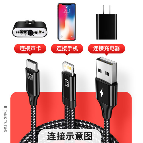 适用OTG声卡音频线苹果iphone15promax转接头直播V8安卓Type c手机iCon艾肯so8森然转换器USB充电连接数据线-图3