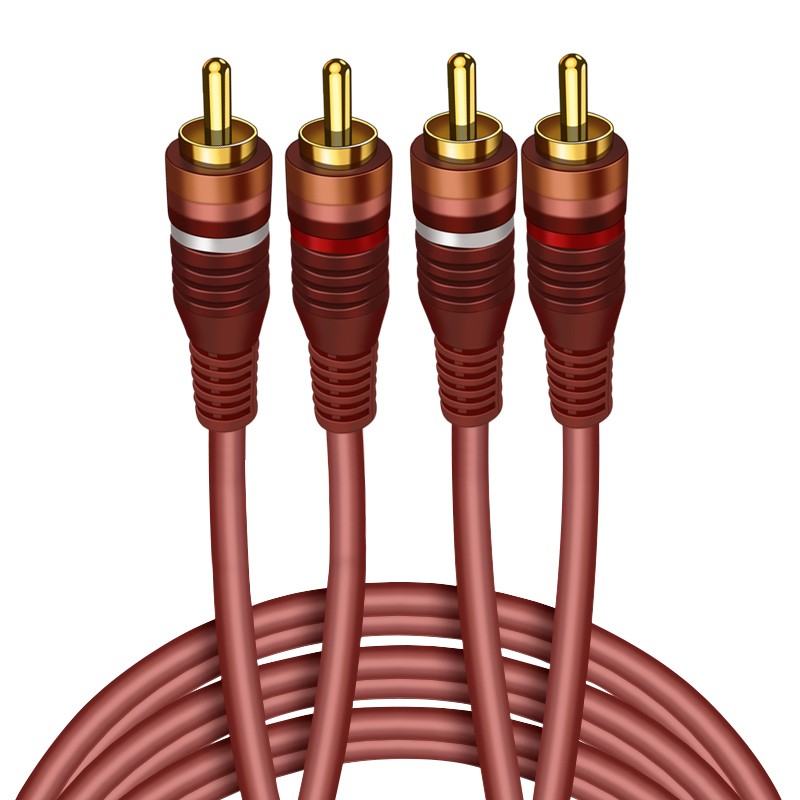 双莲花头音频线二对二插头公对公aux输出2rca输入两头连接线AV音响功放电视机音箱CD机低音炮车载汽车rac接口-图0