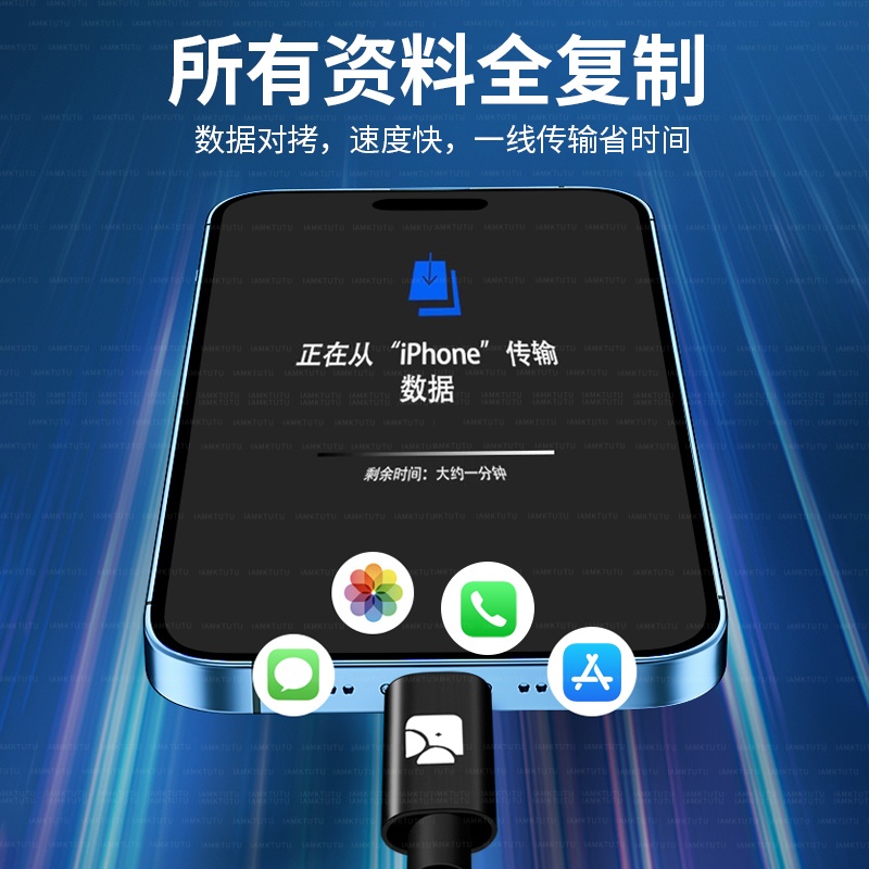 适用苹果16/15数据迁移线USB-C转lihgting对拷线iPhone14手机导资料转接线i2c高速传输线iPad11备份转移线OTG - 图1