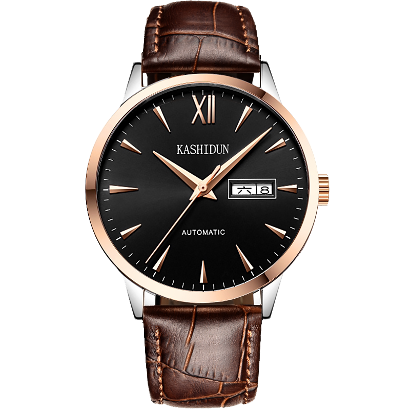 卡诗顿男士真皮带镂空全自动机械表 卡诗顿雅韵国产腕表