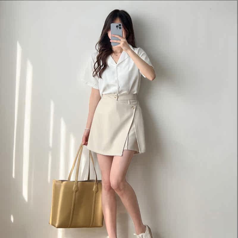 黑色裙裤设计感小众夏不规则半身裙 locodayll休闲裤