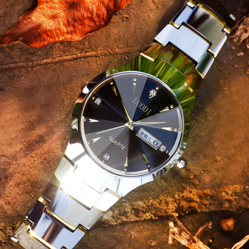 正品男款夜光防水女士情侣表钨钢表 luodi罗迪国产腕表