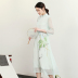 Fan Xiangyun 669 trà mùa hè nghệ sĩ trang phục retro phụ nữ vẽ tay voan Trung Quốc dịch vụ trà Zen - váy đầm váy trắng đẹp váy đầm