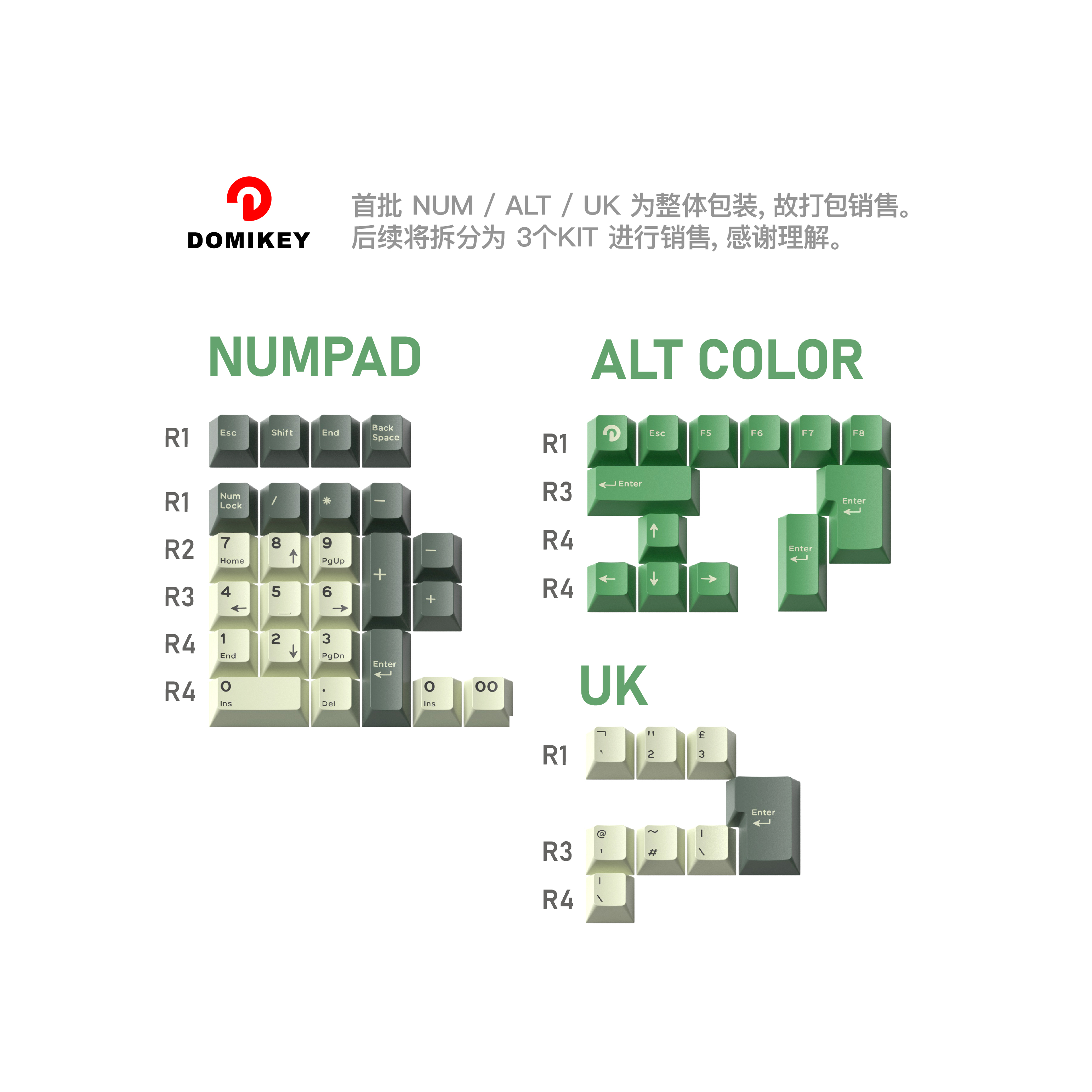 DOMIKEY原厂高度荒岛套二色/三色成型键帽机械键盘客制化 DMK-图1