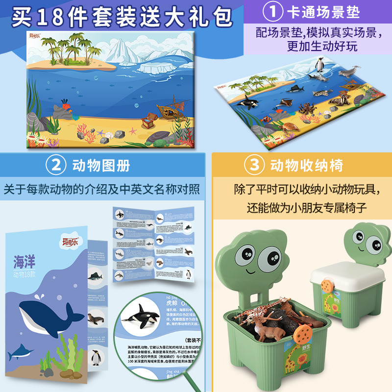 海洋动物玩具套装海底世界仿真模型鲨鱼海狮海象海豹海豚鲸鱼企鹅 - 图1