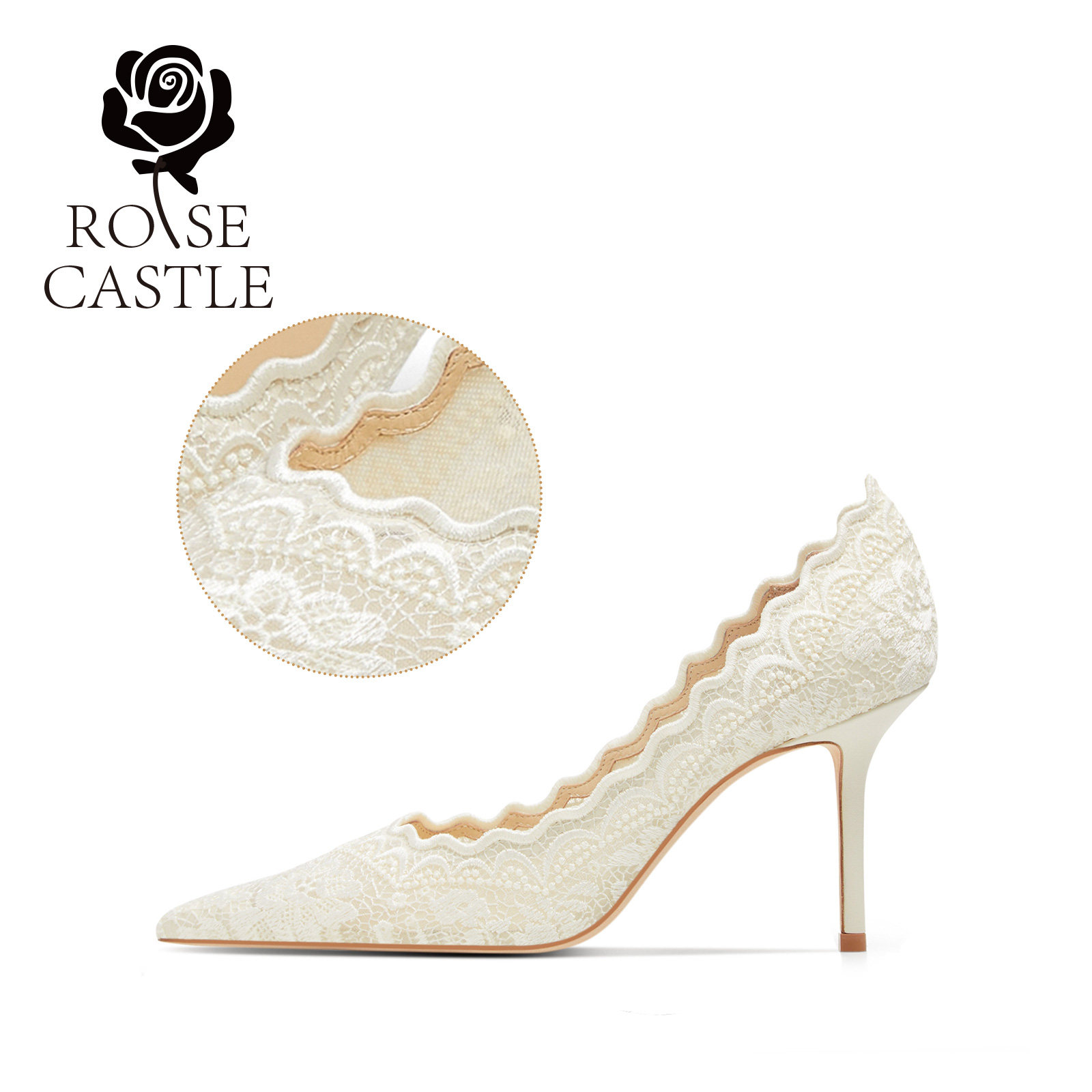 rosecastle月下蔷薇蕾丝婚鞋女高跟鞋不累脚绝美敬酒鞋春夏旗袍鞋,淘宝优惠券,粉丝福利购,淘宝优惠卷