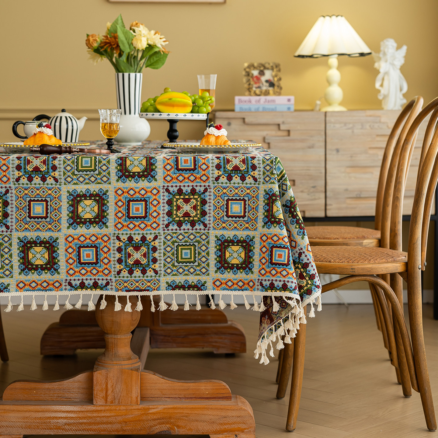 棉麻桌布法式复古餐桌布红色喜庆氛围感茶几布高级感台布盖布家用,淘宝优惠券,粉丝福利购,淘宝优惠卷