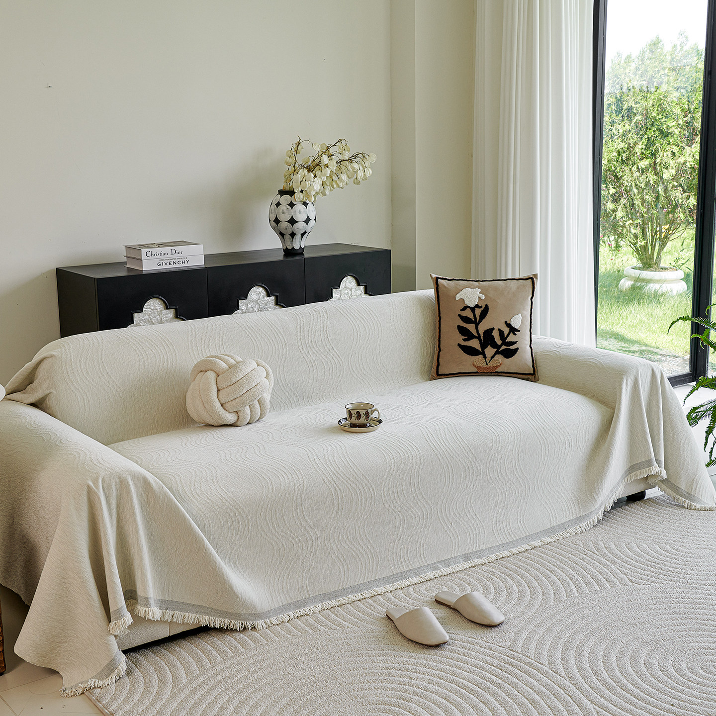 纯色加厚雪尼尔沙发巾简约现代高级感沙发盖布全包沙发套罩防猫抓,淘宝优惠券,粉丝福利购,淘宝优惠卷