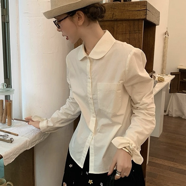 诺诺设计店生拒绝刻版挖掘新意利落干练减龄版娃娃翻领衬衫A9559,淘宝优惠券,粉丝福利购,淘宝优惠卷