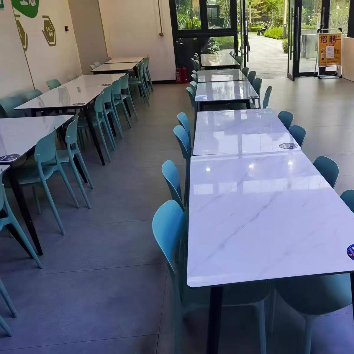 餐饮商用桌子快餐店饭店食堂餐厅小吃店专用长方形岩板餐桌椅组合,淘宝优惠券,粉丝福利购,淘宝优惠卷