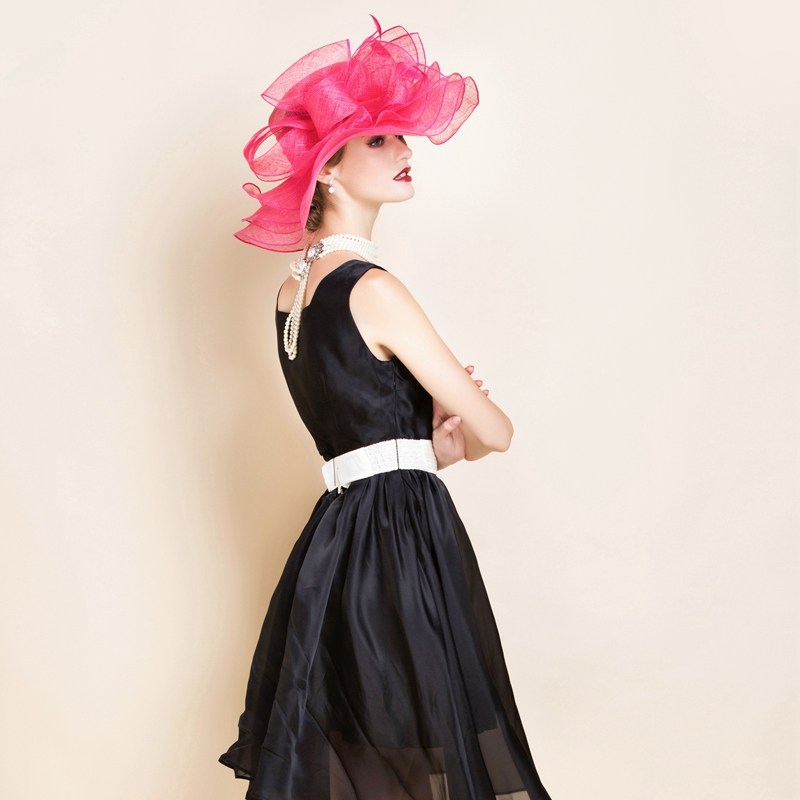 Ee 原创设计英式贵族麻纱帽欧美百搭女士大沿正装帽名媛宴会帽子 趣品店