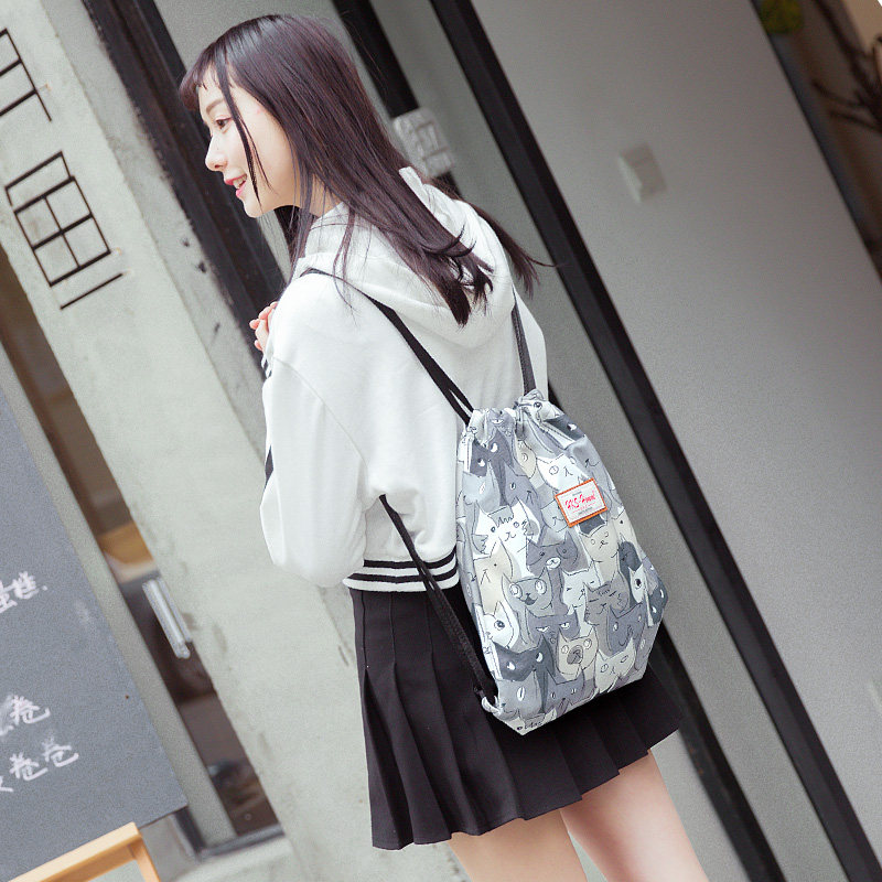 束口袋女ins休闲 hkshomme双肩背包