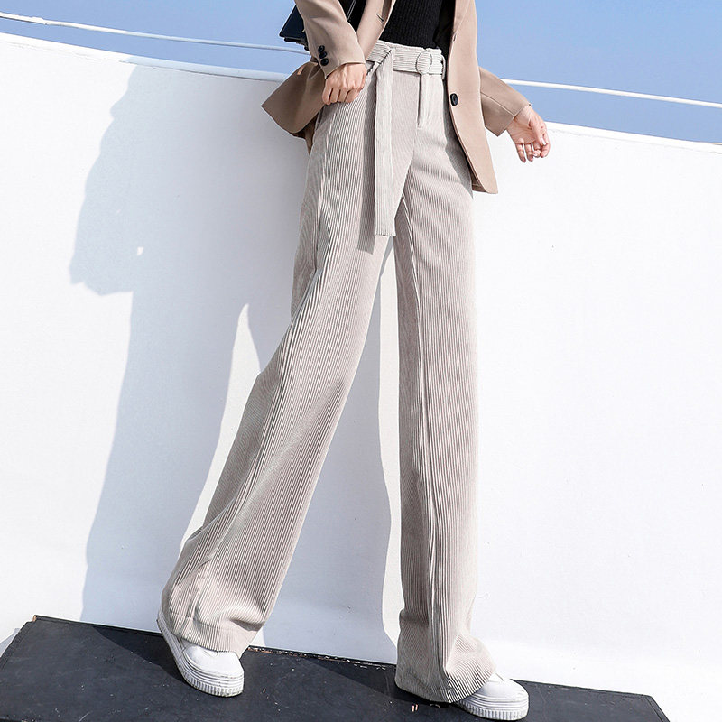 2019秋冬高腰直筒垂感宽松阔腿裤 雪来赛奇休闲裤