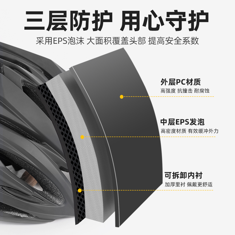 自行车头盔女一体成型透气山地公路车骑行盔男防撞安全帽单车装备