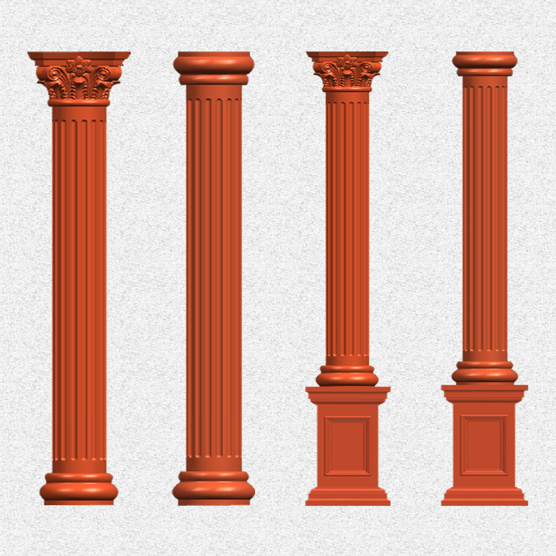 中欧式房别墅加厚圆形光面水泥罗马柱盒子模具大门将军柱头脚模型 - 图0