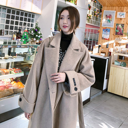 过年毛呢外套女呢子大衣女中长款2026年过年冬春秋大衣加厚高级感 - 图0