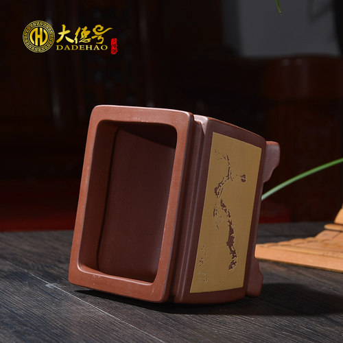 宜兴紫砂盆景盆室内中国风假山吸水盆景花盆厚德四方小号盆景花盆 - 图1