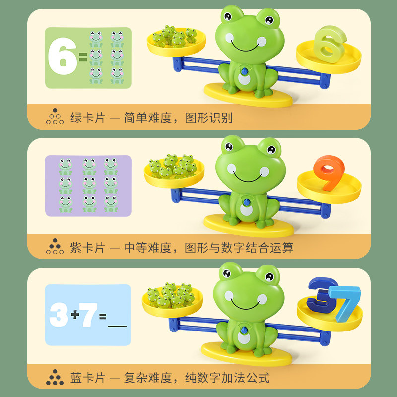 儿童青蛙玩具桌游益智类数字天平秤 遥蓝儿童桌面游戏类