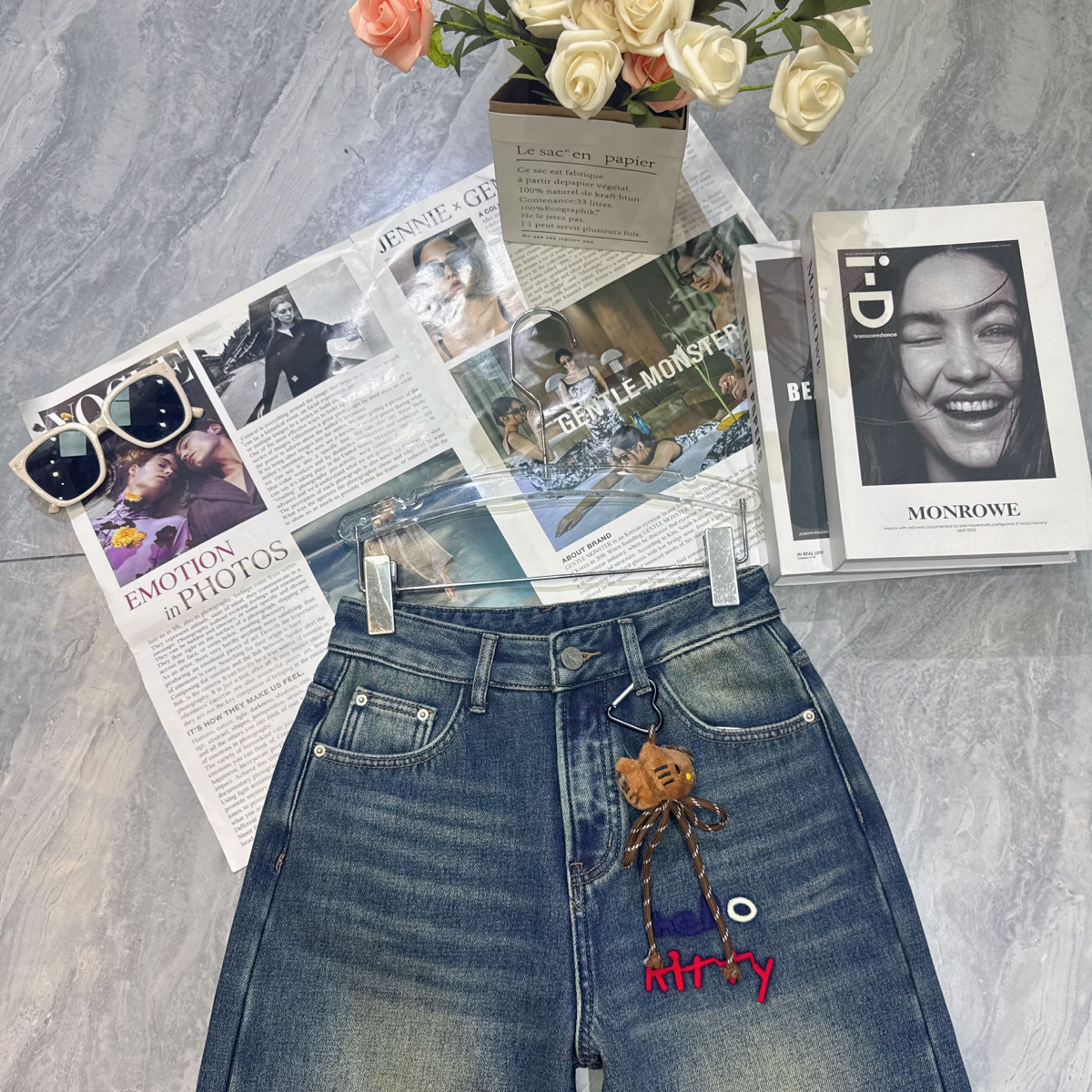 LC冬上新高级优雅气质猫咪刺绣加绒牛仔裤(配挂件)xx7826 - 图2