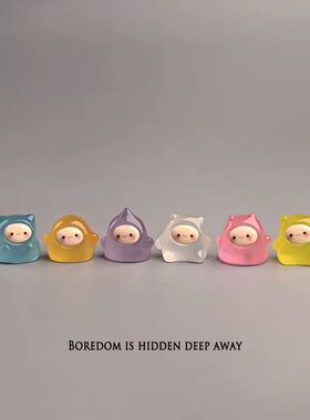 夜光小精灵果冻娃娃装饰品卡通树脂车载桌面摆件稳定情绪潮玩礼物