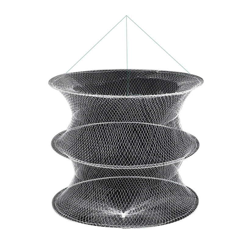 简易折叠白虾网渔具三层专用钓螃蟹小龙虾地网兜捕虾吊捉龙虾网笼-图3