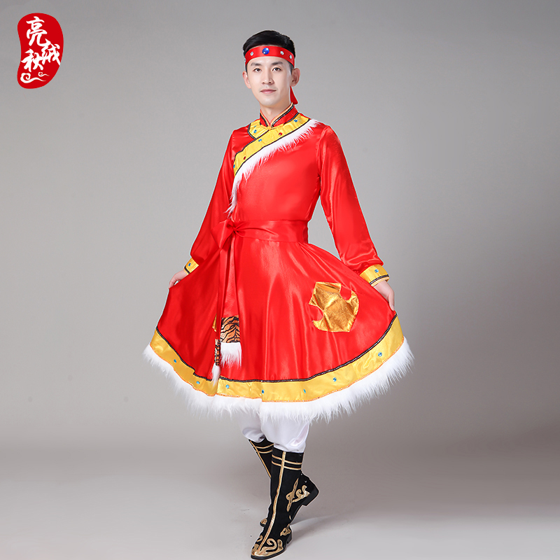 藏族舞蹈服装藏族舞西藏表演舞蹈服 亮秋绒民族服装