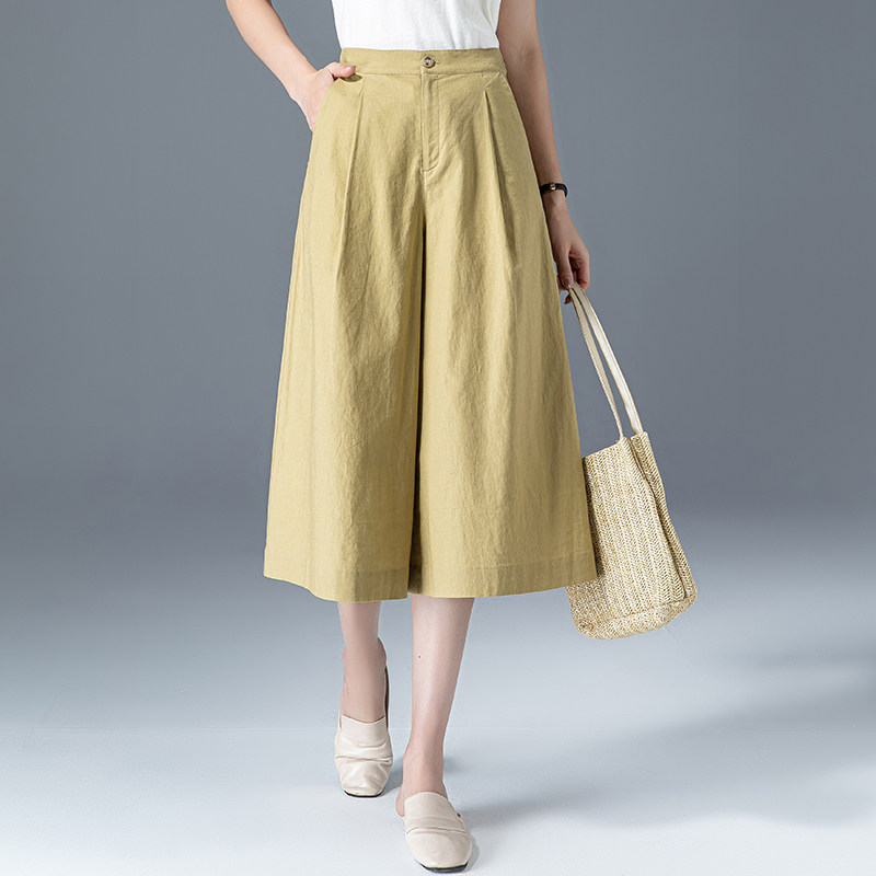 七分棉麻阔腿裤夏薄款新款休闲裤 凌丹娜休闲裤