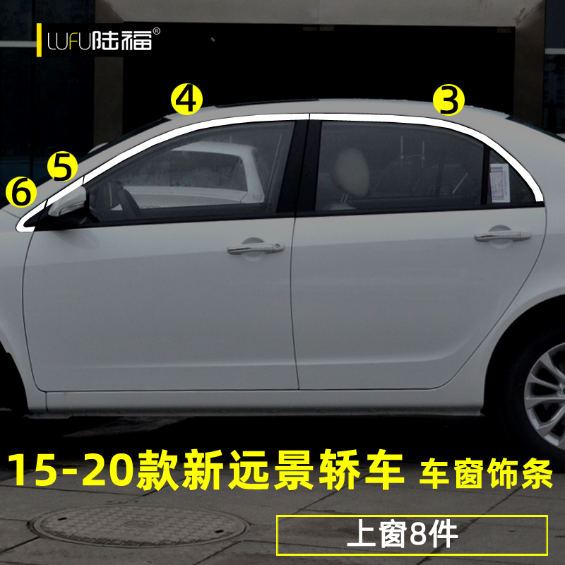 适用于吉利新远景车窗亮条远景改装专用车门窗边装饰条不锈钢亮条-图3