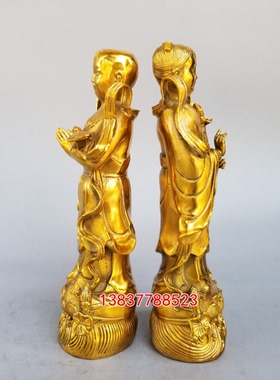 黄铜金童玉女善财童子童男童女四喜娃娃铜器工艺装饰礼品摆件定做