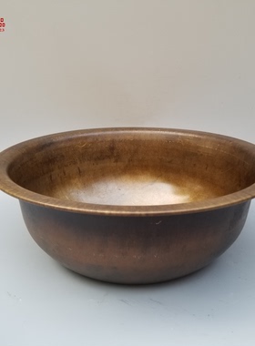 特大号纯铜加厚结婚双喜老铜盆手工黄铜盆水脸盆洗脚盆家用碳火盆