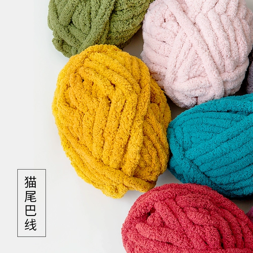 Снежный ком снежного кошачьего хвоста Ультра -толчка Ледяная полоса Линия Рука -Сделано для кошачьего шарф шерсти шерсть ручной работы супер густой