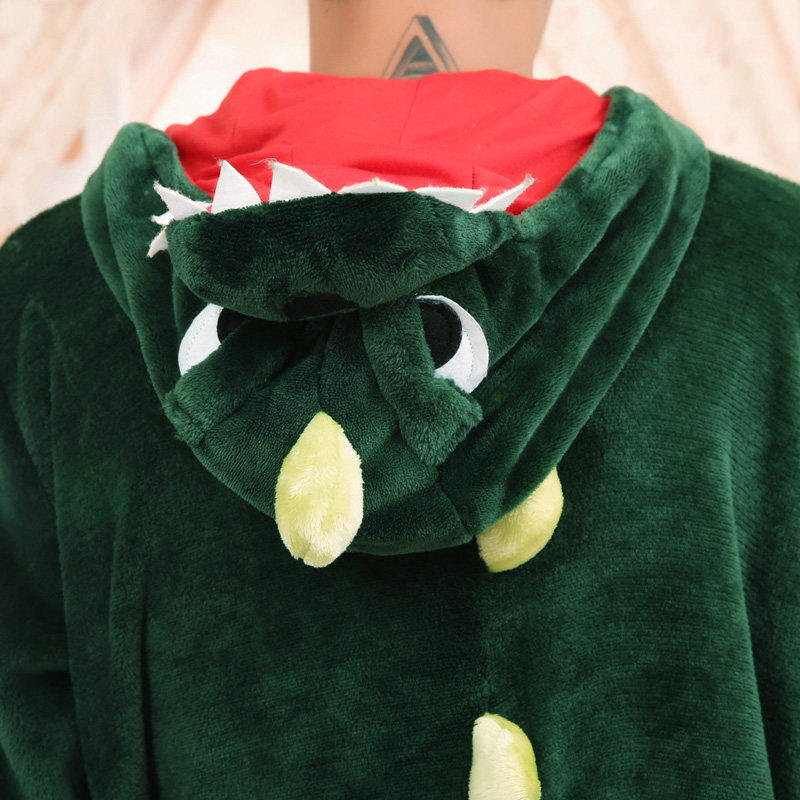 秋冬季男女法兰绒恐龙动物卡通睡衣 一阳指服饰睡衣/家居服套装