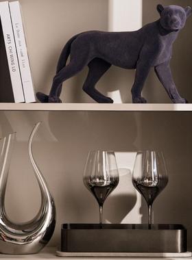 轻奢高档餐厅餐边柜洋酒道具酒杯摆件客厅酒柜样板间办公室工艺品