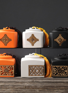 禅意风陶瓷罐子青花瓷花瓶摆件