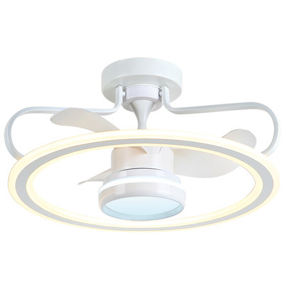 家用吸顶风扇灯吊扇灯简约隐形卧室餐厅客厅无叶带电风扇吊灯一体 虎窝淘