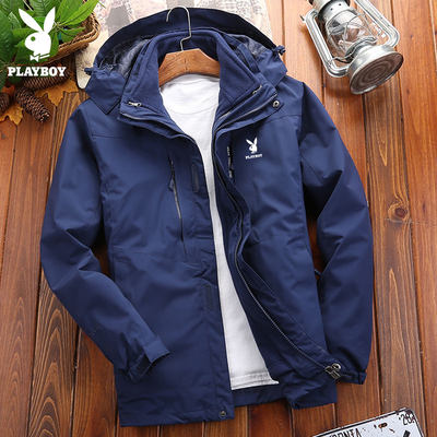 花花公子秋冬季户外防风防水冲锋衣男三合一加绒加厚登山服女潮牌 虎窝淘