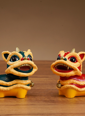 熙曼蒂舞狮降福醒狮铜摆件