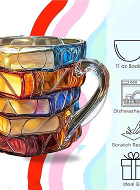 亚马逊新款 Painted Book Mug 家居创意彩绘书杯马克杯咖啡杯摆件