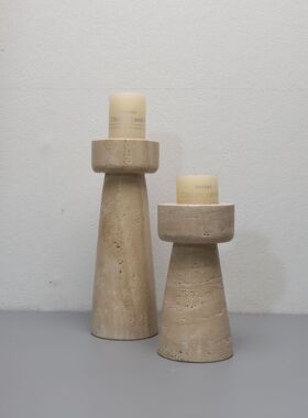现代简约洞石蜡烛台艺术摆件客厅茶几样板房电视柜餐桌家居装饰品